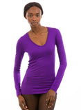 100% Bamboo Women's Long Sleeve V-Neck