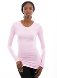 70% Bamboo Women's Long Sleeve Crew Neck pink