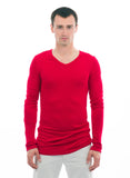 100% Bamboo Men’s Long Sleeve Deep V-Neck