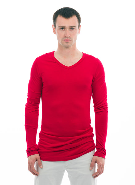 100% Bamboo Men’s Long Sleeve Deep V-Neck