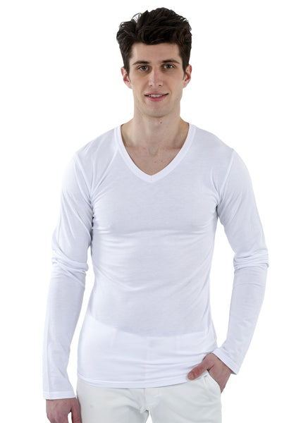 70% Bamboo Men’s Long Sleeve Deep V-Neck