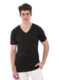 black 100% Bamboo mens v-neck short sleeve